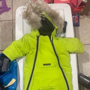 Kenneth Cole Bright Green Snowsuit with Fur Trim